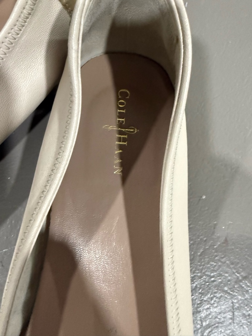 Cole Haan Cream Leather Ballet Flats - Picture 2 of 4